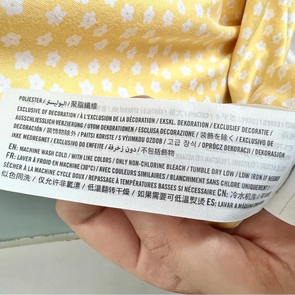 Hollister Yellow Cinched Floral Side Slit Midi Sun Dress Summer Spring Size XS - Picture 13 of 15